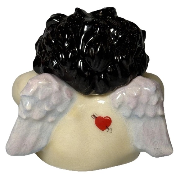 Vintage Kevin Francis Face Pot 2001 Signed Cupid Black Hair Valentines 2.5" - Picture 2 of 7